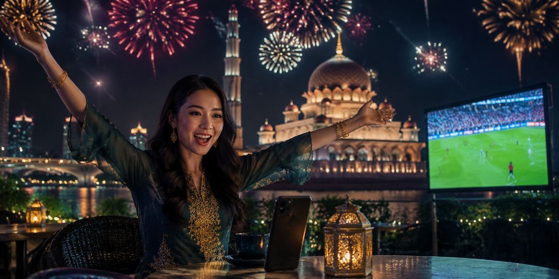 Penggemar sukan dan e-sukan Malaysia di Putrajaya mengikuti perlawanan secara dalam talian